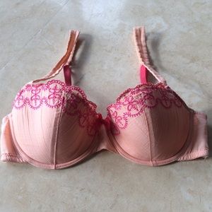 Peach Pink Embroidered Bra Size 34C